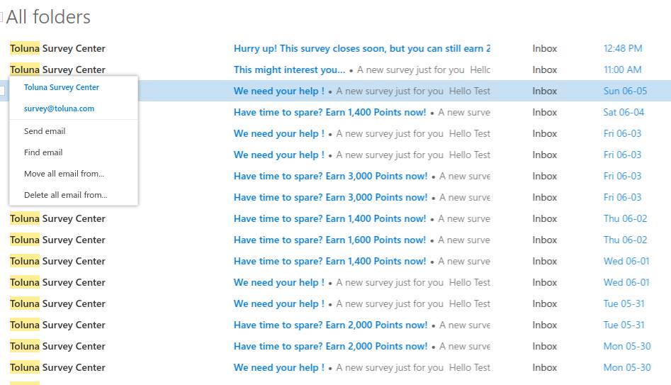 Survey offers received from Toluna last week