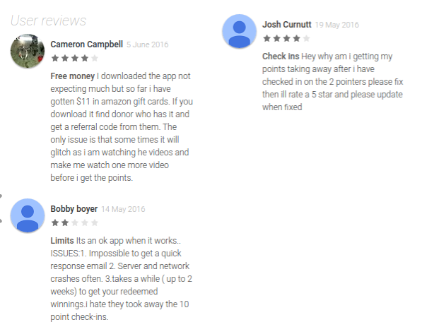 reviews for Checkpoints app in Google Play store