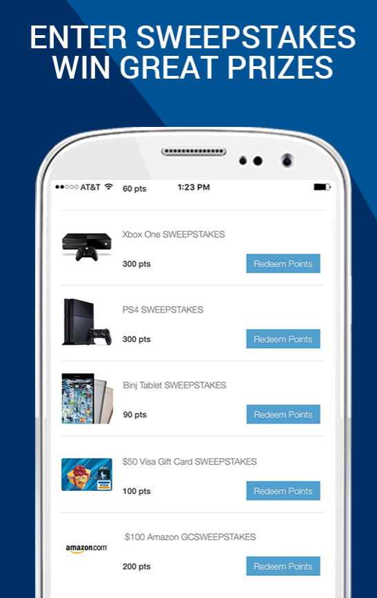 Sweepstakes draws for the Panel App