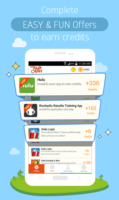 Tap Cash rewards offer wall